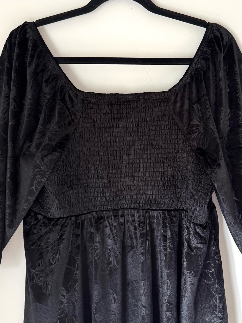 Torrid Black Velvet Corset Peplum Blouse Top Floral Embossed Size 1X - Picture 7 of 13